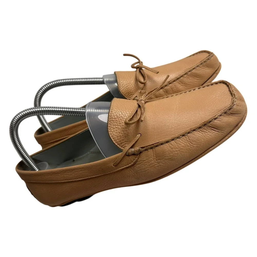 Antonio Melani Stockton Cocoa‎ Creme Leather Driving Loafers Sz 8 Preppy Comfort